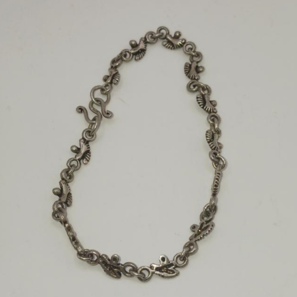 Sterling silver baby feet link bracelet, 7"  5mm wide